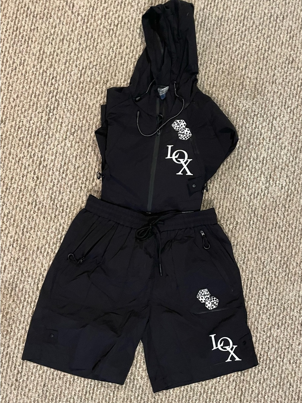 The LOX rare Hooded Black Jacket and Shorts set